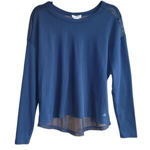 Luna Peak Black Mesh Open Back Top Long Sleeve Mall Goth Size Large Gym New